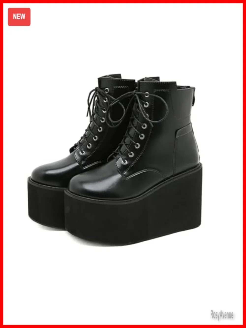 Lace-Up Platform Gothic Ankle Booties Non Slip Wedge